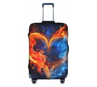 MMSJSBVY Copertura elastica per bagagli con fiori viola, resistente alla polvere e ai graffi, per bagagli da 45,7 a 81,7 cm, Cuore Fuoco e Acqua, M
