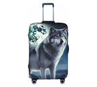 MMSJSBVY Copertura elastica per bagagli con fiori viola, resistente alla polvere e ai graffi, per bagagli da 45,7 a 81,7 cm, Lupo sotto la luna, L