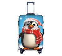 MMSJSBVY Copertura elastica per bagagli con foglie di dinosauro, resistente alla polvere e ai graffi, per bagagli da 45,7 a 81,7 cm, Pinguino divertente di Natale, XL