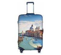 MMSJSBVY Copertura elastica per bagagli con motivo floreale grigio e bianco, resistente alla polvere e ai graffi, per bagagli da 45,7 a 81,7 cm, Canal Grande in Italia, L