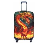 MMSJSBVY Copertura elastica per bagagli con motivo floreale grigio e bianco, resistente alla polvere e ai graffi, per bagagli da 45,7 a 81,7 cm, Re Drago in Fuoco, M