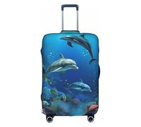 MMSJSBVY Copertura elastica per bagagli con motivo floreale, resistente alla polvere e ai graffi, per bagagli da 45,7 a 81,7 cm, Mondo sottomarino Delfini Corallo, S