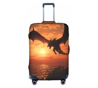MMSJSBVY Copertura elastica per bagagli con motivo floreale, resistente alla polvere e ai graffi, per bagagli da 45,7 a 81,7 cm, Drago volante al tramonto sul mare, S