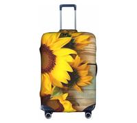 MMSJSBVY Copertura elastica per bagagli, in legno verniciato, con girasole, resistente alla polvere e ai graffi, per trolley da 45,7 a 81,7 cm, Vernice legno bordo girasole, XL
