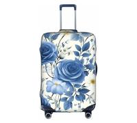 MMSJSBVY Copertura elastica per bagagli, in legno verniciato, con girasole, resistente alla polvere e ai graffi, per trolley da 45,7 a 81,7 cm, Fiore Blu Floreale Modello Rose, M