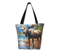 MMSJSBVY Cowboy West - Borsa per la spesa da donna, grande capacità, adatta per shopping, gite in spiaggia e fitness, Cervo del Nord Animale, Taglia unica