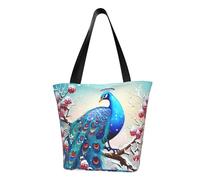 MMSJSBVY Cowboy West - Borsa per la spesa da donna, grande capacità, adatta per shopping, gite in spiaggia e fitness, Bellissimo pavone e floreale, Taglia unica