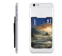 MMSJSBVY Custodia per cellulare Chicago Illinois USA, porta carte di credito - custodia adesiva in pelle PU per il retro della maggior parte degli smartphone, Le montagne incontrano il mare, Taglia