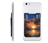 MMSJSBVY Custodia per cellulare Chicago Illinois USA, porta carte di credito - custodia adesiva in pelle PU per il retro della maggior parte degli smartphone, Pittura Tramonto, Taglia unica