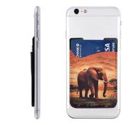 MMSJSBVY Custodia per cellulare Chicago Illinois USA, porta carte di credito - custodia adesiva in pelle PU per il retro della maggior parte degli smartphone, Elefante Tramonto, Taglia unica