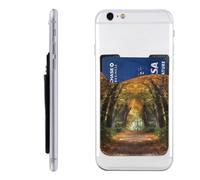 MMSJSBVY Custodia per cellulare con ciglia, porta carte di credito, in pelle sintetica, per la parte posteriore della maggior parte degli smartphone, Percorso nel bosco coperto, Taglia unica