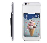 MMSJSBVY Custodia per cellulare con motivo floreale tropicale, porta carte di credito - Custodia adesiva in pelle sintetica per la parte posteriore della maggior parte degli smartphone, Gelato Dolce,
