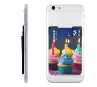 MMSJSBVY Custodia per cellulare Dark Path, porta carte di credito, in pelle sintetica adesiva, per la parte posteriore della maggior parte degli smartphone, Buon compleanno colorato Cupcakes, Taglia