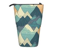 MMSJSBVY Delfino con un sorriso astuccio retrattile per matite in piedi in tessuto Oxford organizer per penne con cerniera borsa per cancelleria per scuola ufficio, Montagne, One Size, Beauty Case