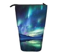 MMSJSBVY Delfino con un sorriso astuccio retrattile per matite in piedi in tessuto Oxford organizer per penne con cerniera borsa per cancelleria per scuola ufficio, Luci del nord, One Size, Beauty