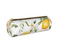 MMSJSBVY Divertente astuccio cilindrico per matite e matite, in pelle, grande capacità, adatto per studenti, ufficio, viaggi, pennelli da trucco, con cerniera, Limoni tropicali freschi, Taglia unica
