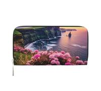 MMSJSBVY Echo Shapes & Circles Portafoglio lungo da donna in pelle con cerniera portafoglio di grande capacità con scomparti per carte di credito, Irlanda Outdoors Contea di Chiara le scogliere, One