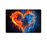 MMSJSBVY Fire and Water - Tappetino in flanella a forma di cuore, 152 x 99 cm, morbido, antiscivolo, assorbente, adatto per soggiorni/camere da letto/ufficio, lavabile