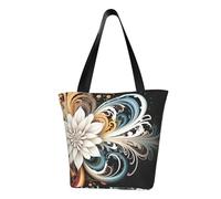 MMSJSBVY Grande borsa shopping bag da donna Canal Grande in Italia, grande capacità, adatta per shopping, gite in spiaggia e fitness, Vortice di fiori, Taglia unica