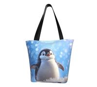 MMSJSBVY Happy Penguin - Borsa per la spesa da donna, grande capacità, adatta per shopping, gite in spiaggia e fitness, Pinguino felice, Taglia unica