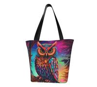 MMSJSBVY Happy Penguin - Borsa per la spesa da donna, grande capacità, adatta per shopping, gite in spiaggia e fitness, Motivo Gufo Colore, Taglia unica