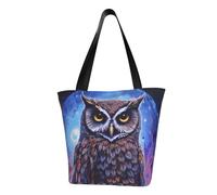 MMSJSBVY Happy Penguin - Borsa per la spesa da donna, grande capacità, adatta per shopping, gite in spiaggia e fitness, Gufo blu., Taglia unica