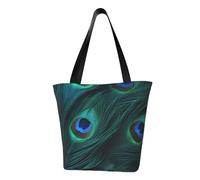 MMSJSBVY Happy Penguin - Borsa per la spesa da donna, grande capacità, adatta per shopping, gite in spiaggia e fitness, Pavone fresco, Taglia unica