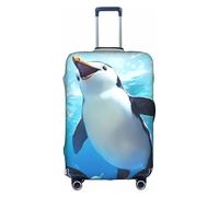 MMSJSBVY Hill Station, copertura elastica per bagagli, resistente alla polvere e ai graffi, per trolley da 45,7 a 81,7 cm, Pinguino felice, L