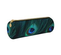 MMSJSBVY Ireland Outdoors County Clare The Cliffs - Astuccio cilindrico in pelle, per matite, grande capacità, adatto per studenti, ufficio, viaggi, pennelli da trucco, con cerniera, Pavone fresco