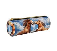 MMSJSBVY Ireland Outdoors County Clare The Cliffs - Astuccio cilindrico in pelle, per matite, grande capacità, adatto per studenti, ufficio, viaggi, pennelli da trucco, con cerniera, Motivo animali