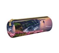 MMSJSBVY Ireland Outdoors County Clare The Cliffs - Astuccio cilindrico in pelle, per matite, grande capacità, adatto per studenti, ufficio, viaggi, pennelli da trucco, con cerniera, Irlanda Outdoors