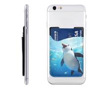 MMSJSBVY Lamb - Custodia per cellulare con scomparto per carte di credito, in pelle sintetica, per la parte posteriore della maggior parte degli smartphone, Pinguino felice, Taglia unica