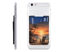 MMSJSBVY Lamb - Custodia per cellulare con scomparto per carte di credito, in pelle sintetica, per la parte posteriore della maggior parte degli smartphone, Chitarra sulla spiaggia, Taglia unica
