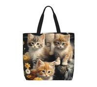 MMSJSBVY Limonata arancio con la borsa di totalizzatore della menta, borsa della spesa della spalla di grande capacità, borsa della drogheria, Simpatico gatto piccolo, Taglia unica