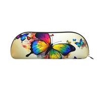 MMSJSBVY Lonely Bench Sunset - Astuccio in pelle con cerniera per penne, cosmetici e viaggi, Farfalla colorata., Taglia unica, Zaino per la scuola