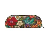 MMSJSBVY Lying Tiger - Astuccio in pelle per matite, organizer semicircolare con cerniera per penne, cosmetici e viaggi, Cuore Vintage Fiore Amore, Taglia unica, Zaino per la scuola