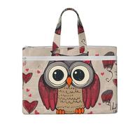 MMSJSBVY Macaron Biscuit Aromatizzato Pastries Elegante Canvas Documenti Bag, Grande Capacità Tote Con Doppia Cerniera Tasche Per Pendolarismo E Studio, Love Owl, Taglia unica