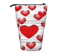 MMSJSBVY Merry Christmas Candle - Astuccio retrattile per matite in piedi, in tessuto Oxford, organizer con cerniera, per scuola e ufficio, Cuore disegnato nel rossetto, One Size, Beauty Case