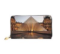 MMSJSBVY Merry Christmas Pictures - Portafoglio da donna in pelle con cerniera, pochette lunga, Museo del Louvre a Parigi, Taglia unica