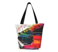 MMSJSBVY Miami, borsa da donna per la spesa, grande capacità, adatta per shopping, gite in spiaggia e fitness, Musica della tastiera del pianoforte colorato, Taglia unica