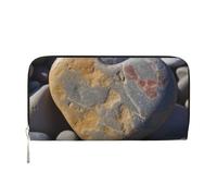 MMSJSBVY Museo del Louvre di Parigi Portafoglio lungo da donna Portafoglio in pelle con cerniera Portafoglio grande capacità con scomparti per carte di credito, Pietra a forma di cuore., taglia unica