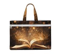 MMSJSBVY Natale decora con la borsa elegante del documento della tela delle luci, tote di grande capacità con le tasche doppie della chiusura lampo per il pendolarismo e lo studio, Libro sotto la luce