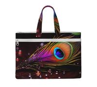 MMSJSBVY Natale decora con la borsa elegante del documento della tela delle luci, tote di grande capacità con le tasche doppie della chiusura lampo per il pendolarismo e lo studio, Piuma., Taglia