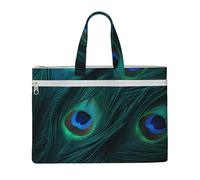 MMSJSBVY Natale decora con la borsa elegante del documento della tela delle luci, tote di grande capacità con le tasche doppie della chiusura lampo per il pendolarismo e lo studio, Pavone fresco