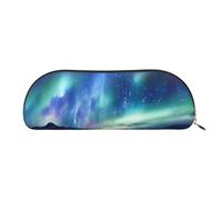 MMSJSBVY Northern Lights - Astuccio in pelle per matite, organizer semicircolare con cerniera per penne, cosmetici e viaggi, Luci del nord, Taglia unica, Zaino per la scuola