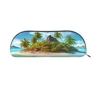 MMSJSBVY Otters in Love - Astuccio in pelle per matite, organizer semicircolare con cerniera per penne, cosmetici e viaggi, Isola tropicale, Taglia unica, Zaino per la scuola