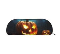 MMSJSBVY Otters in Love - Astuccio in pelle per matite, organizer semicircolare con cerniera per penne, cosmetici e viaggi, Felice Zucche di Halloween, Taglia unica, Zaino per la scuola
