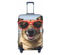 MMSJSBVY Paradise Beach - Copertura elastica per bagagli con palme, resistente alla polvere e ai graffi, per bagagli da 45,7 a 81,7 cm, Cane con gli occhiali Ocean Beach, S