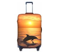 MMSJSBVY Paradise Beach - Copertura elastica per bagagli con palme, resistente alla polvere e ai graffi, per bagagli da 45,7 a 81,7 cm, Delfino e tramonto, L