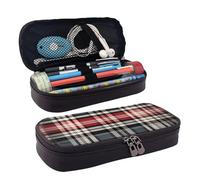 MMSJSBVY Piccolo astuccio con pesci rossi che nuotano nell'acqua, astuccio resistente di grande capacità, organizer per cancelleria, forniture per ufficio scolastico, Vecchio Plaid A Scacchi, Taglia